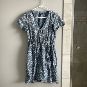 J. Crew | Chambray Floral Ruffle Dress
